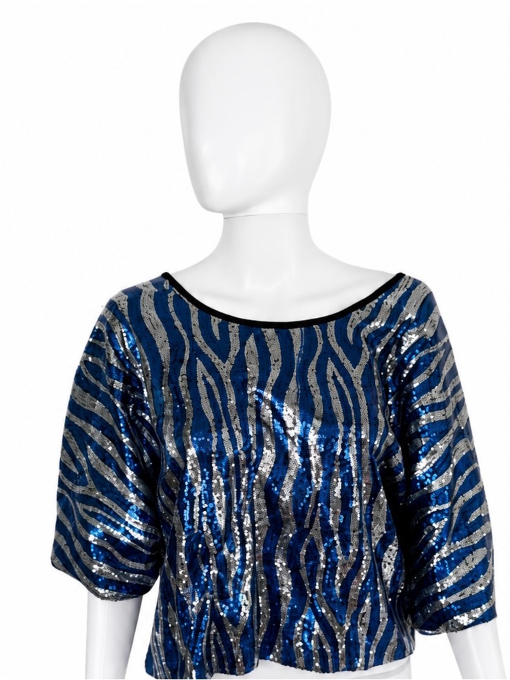 Sans Souci Blue and Silver Sequin Zebra-Print Tunic